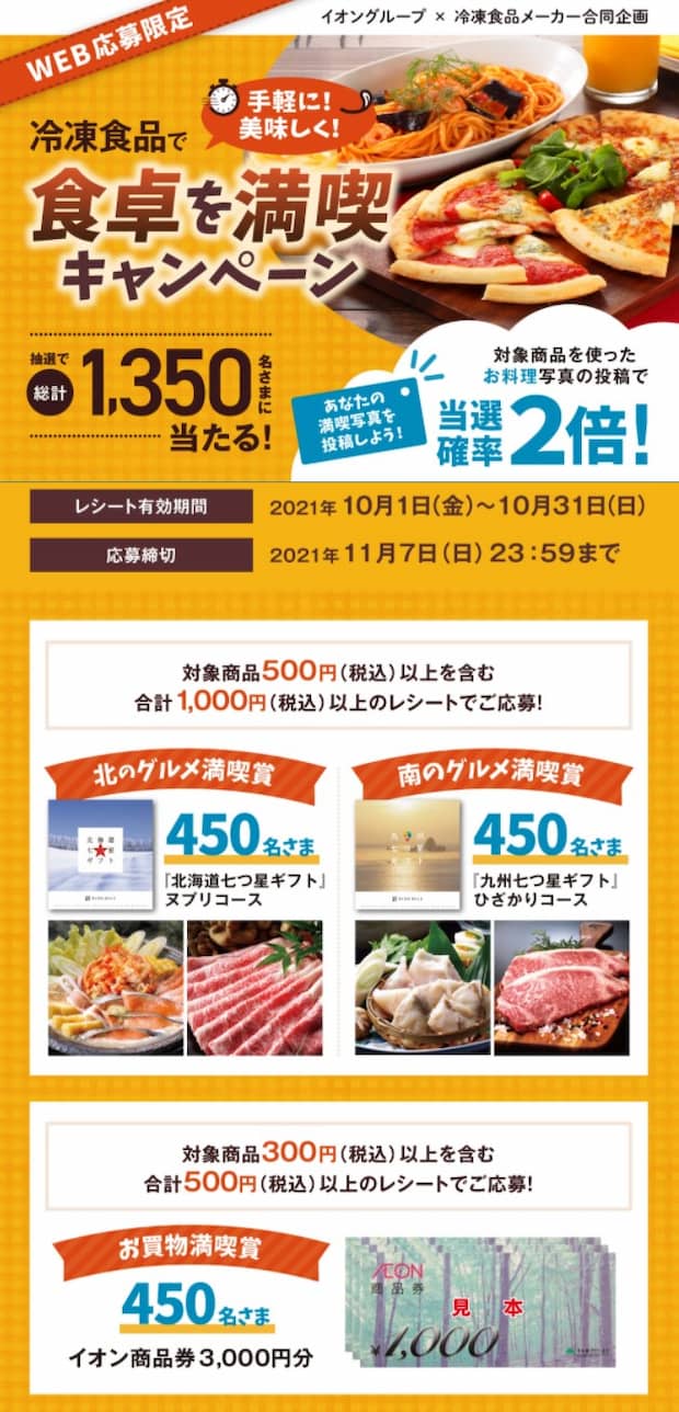 イオンキャンペーン　懸賞　冷凍食品
