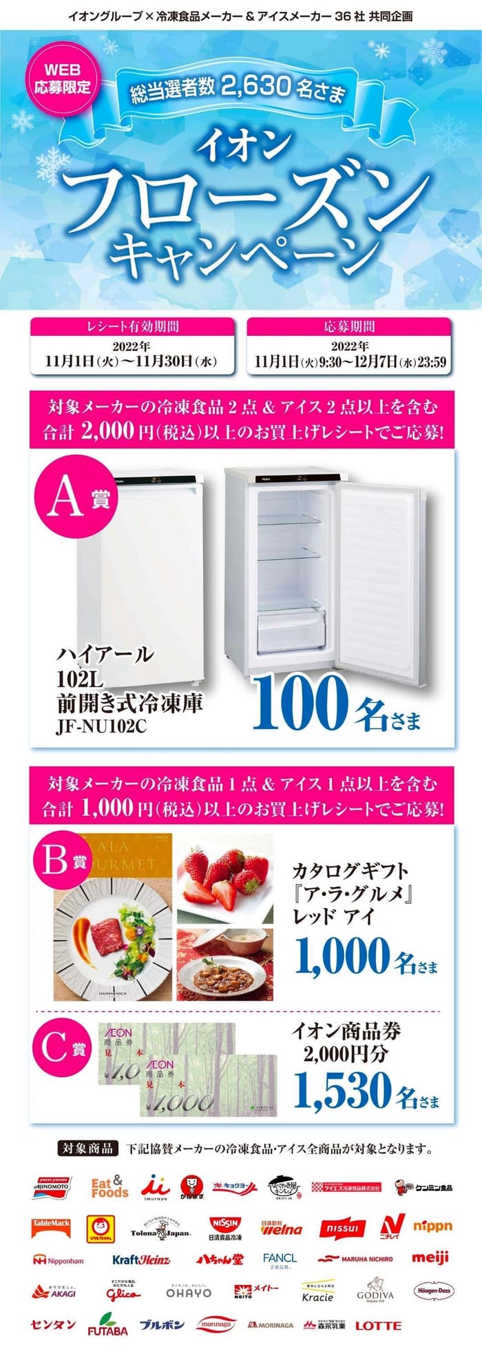 イオン　キャンペーン　懸賞　アイス　冷凍食品
