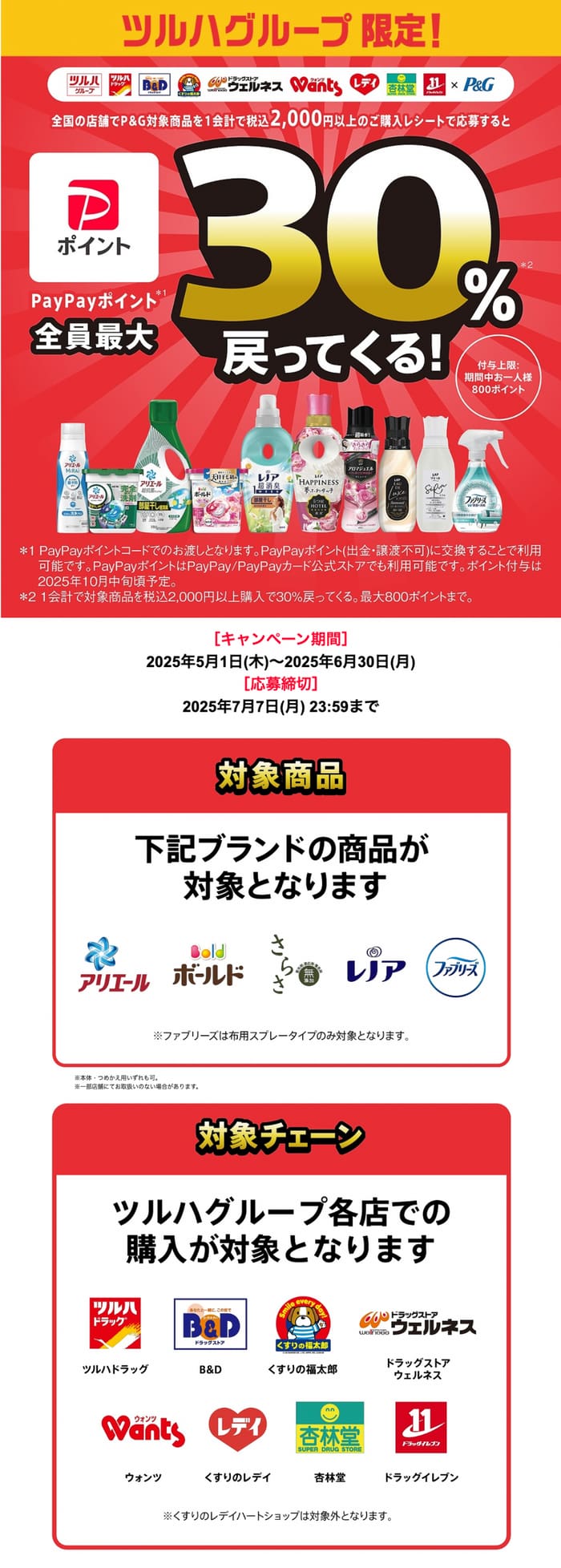 ツルハドラッグ　キャンペーン　懸賞　杏林堂　B＆D レディ　ドラッグイレブン　くすりの福太郎