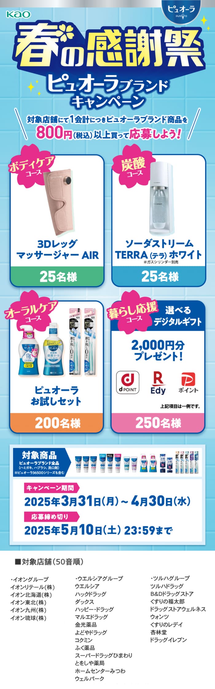 イオン　キャンペーン　懸賞　花王　ピュオーラ