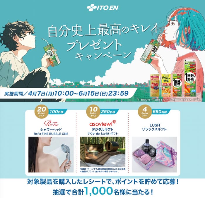 クローズド懸賞　キャンペーン　懸賞情報　懸賞ブログ　伊藤園　1日分の野菜