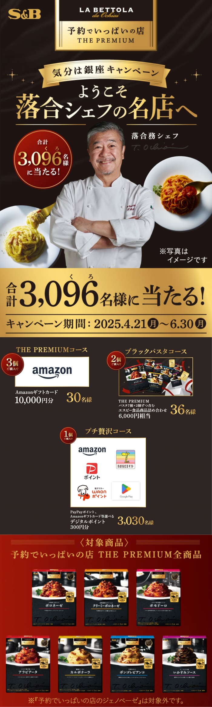 クローズド懸賞　キャンペーン　懸賞情報　懸賞ブログ　S＆B　パスタ
