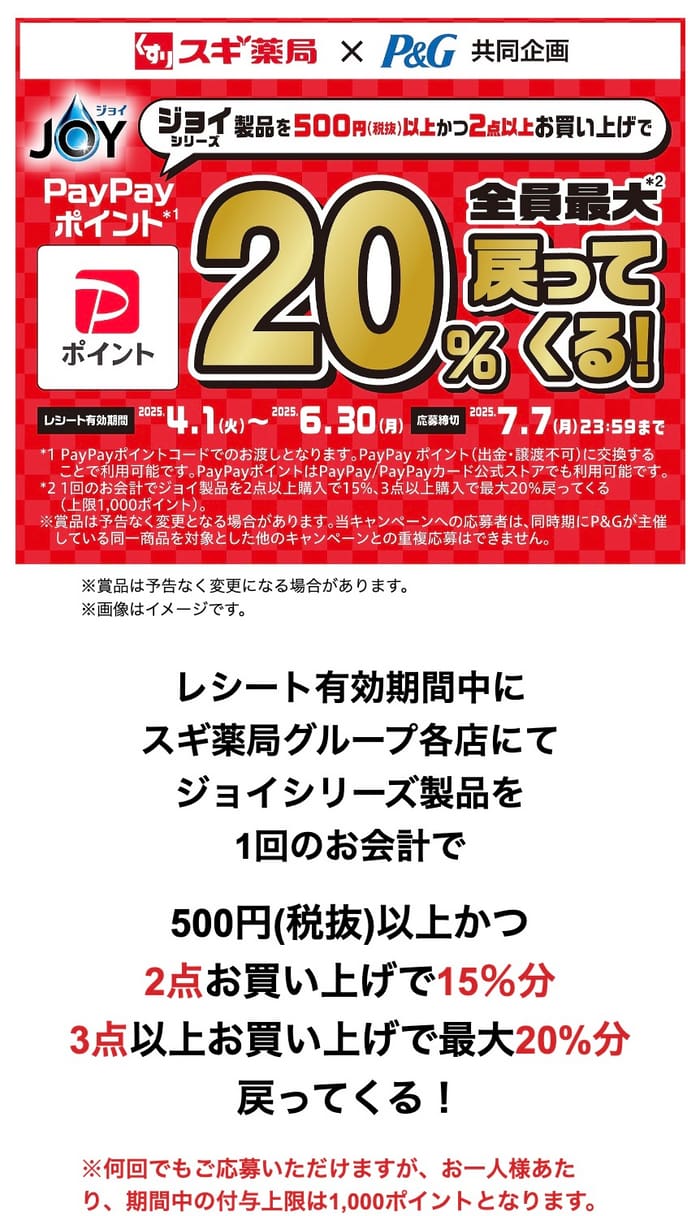 スギ薬局　スギドラッグ　アプリ　キャンペーン　懸賞　クオカード　お得　JOY