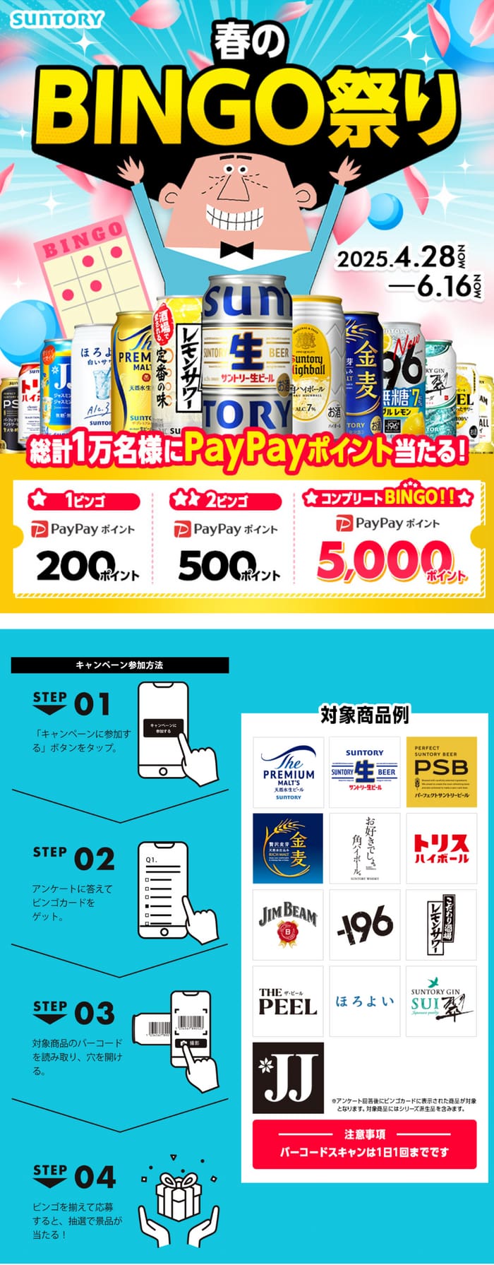 クローズド懸賞　キャンペーン　懸賞情報　懸賞ブログ　サントリー　ビンゴ