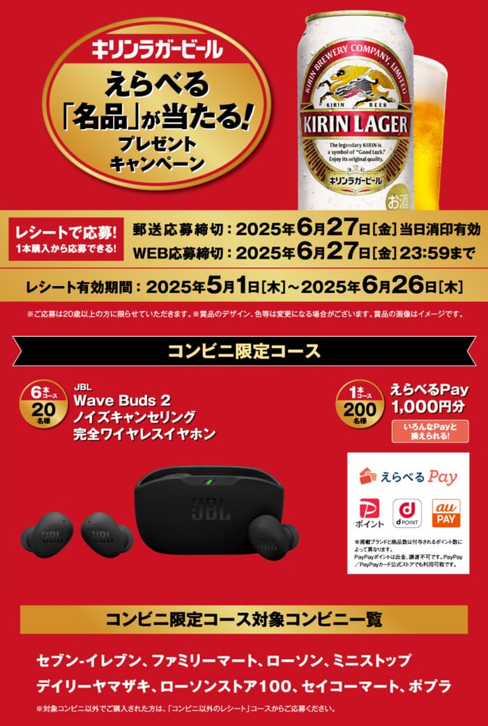 クローズド懸賞　キャンペーン　懸賞情報　懸賞ブログ キリンラガー