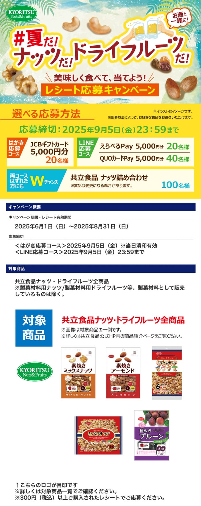 クローズド懸賞　キャンペーン　懸賞情報　懸賞ブログ　共立食品　ナッツ