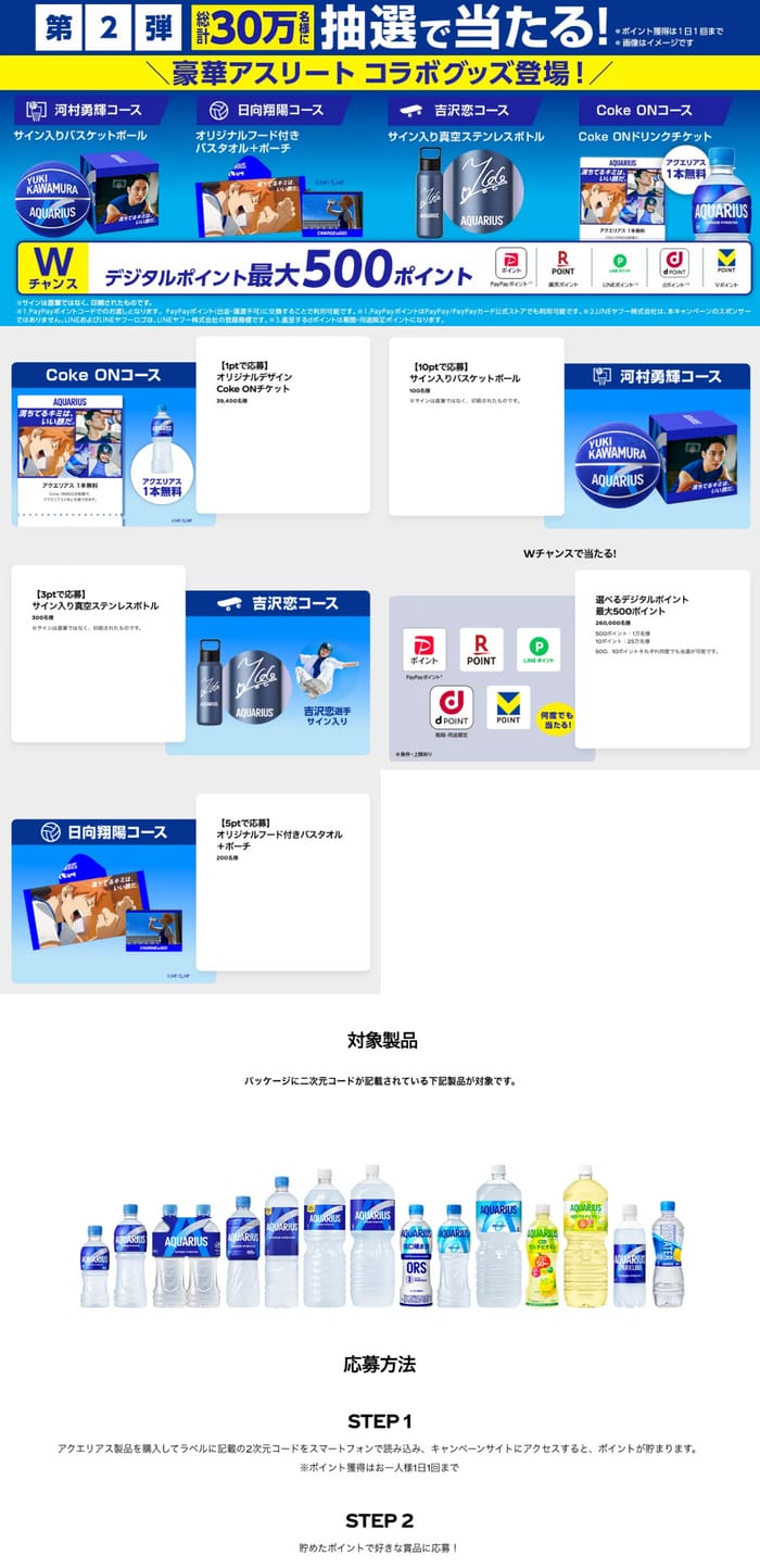 クローズド懸賞　キャンペーン　懸賞情報　懸賞ブログ　アクエリアス　その場で当たる