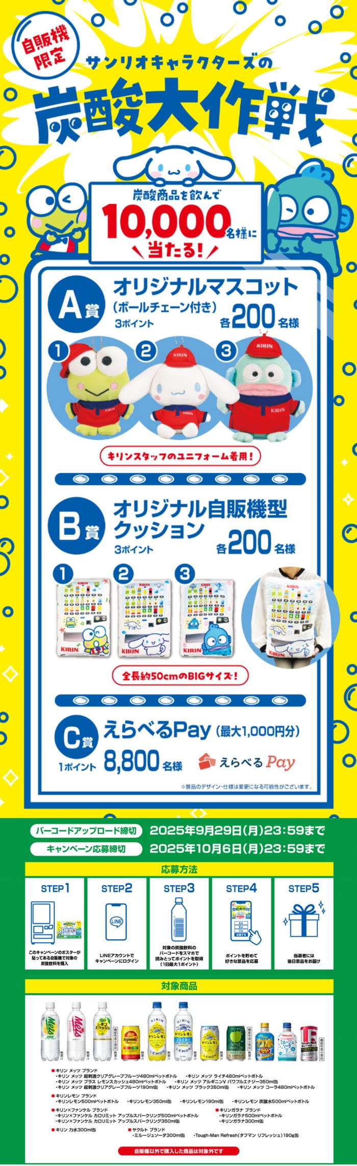 クローズド懸賞　キャンペーン　懸賞情報　懸賞ブログ　サンリオ　自販機