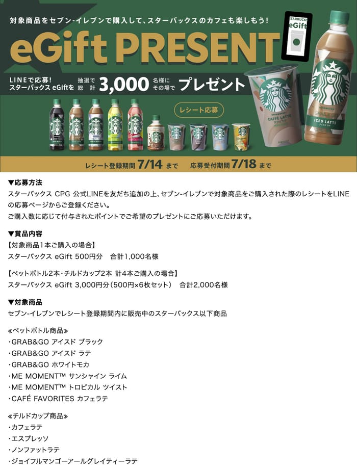 クローズド懸賞　キャンペーン　懸賞情報　懸賞ブログ　セブンイレブン　スターバックス