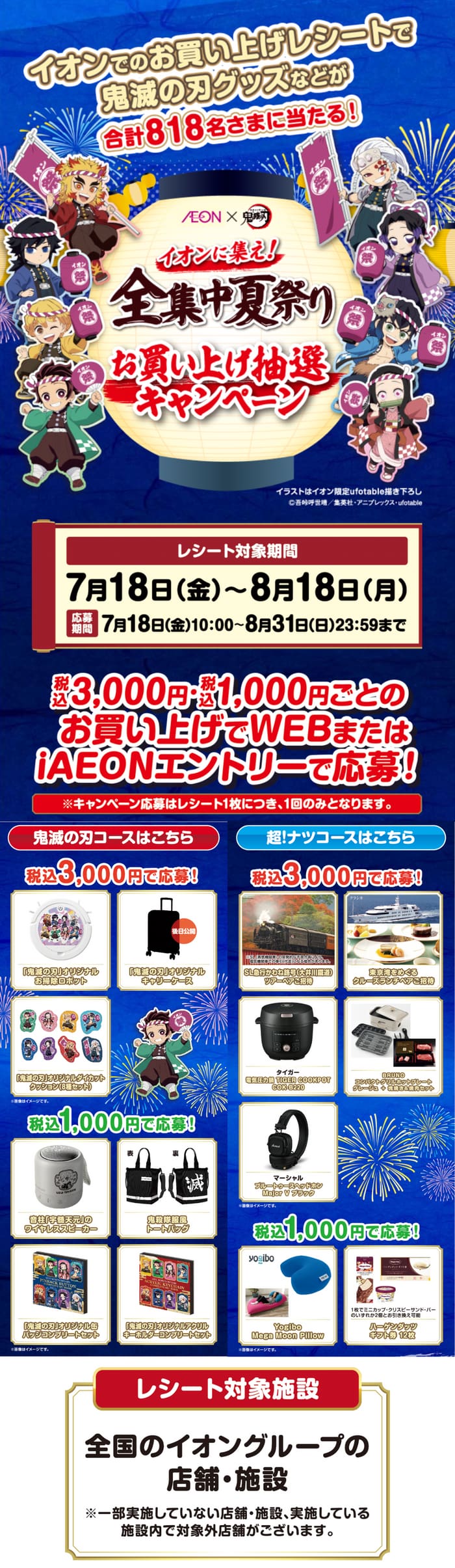 イオン　キャンペーン　懸賞　鬼滅の刃　夏祭り