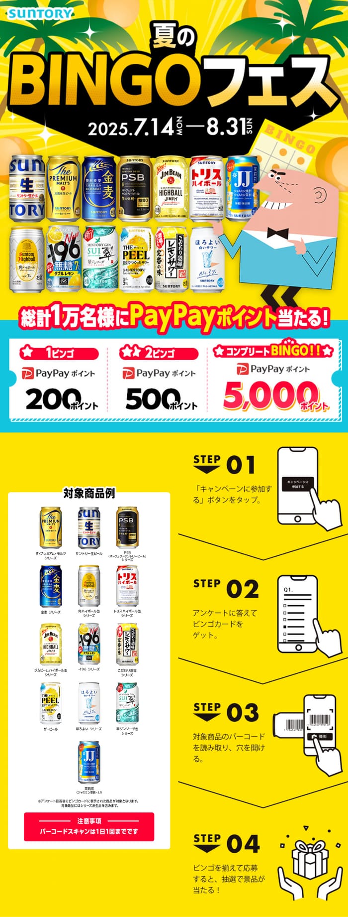 クローズド懸賞　キャンペーン　懸賞情報　懸賞ブログ　サントリー　ビンゴ