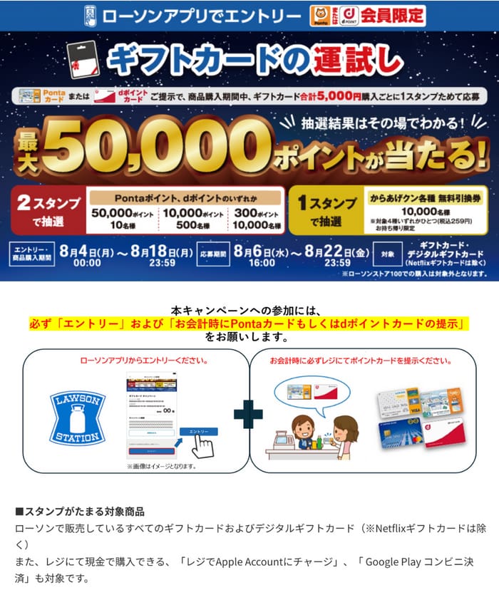 ローソン　キャンペーン　ギフトカード