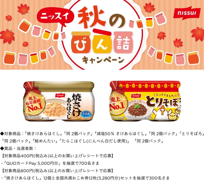 クローズド懸賞　キャンペーン　懸賞情報　懸賞ブログ　ニッスイ