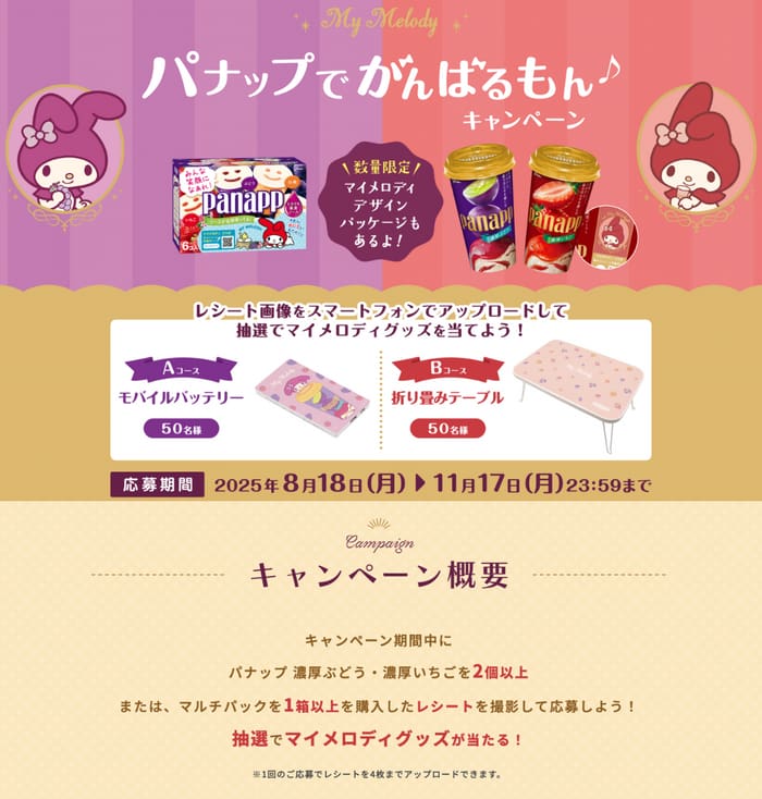 クローズド懸賞　キャンペーン　懸賞情報　懸賞ブログ　パナップ　グリコ　マイメロ