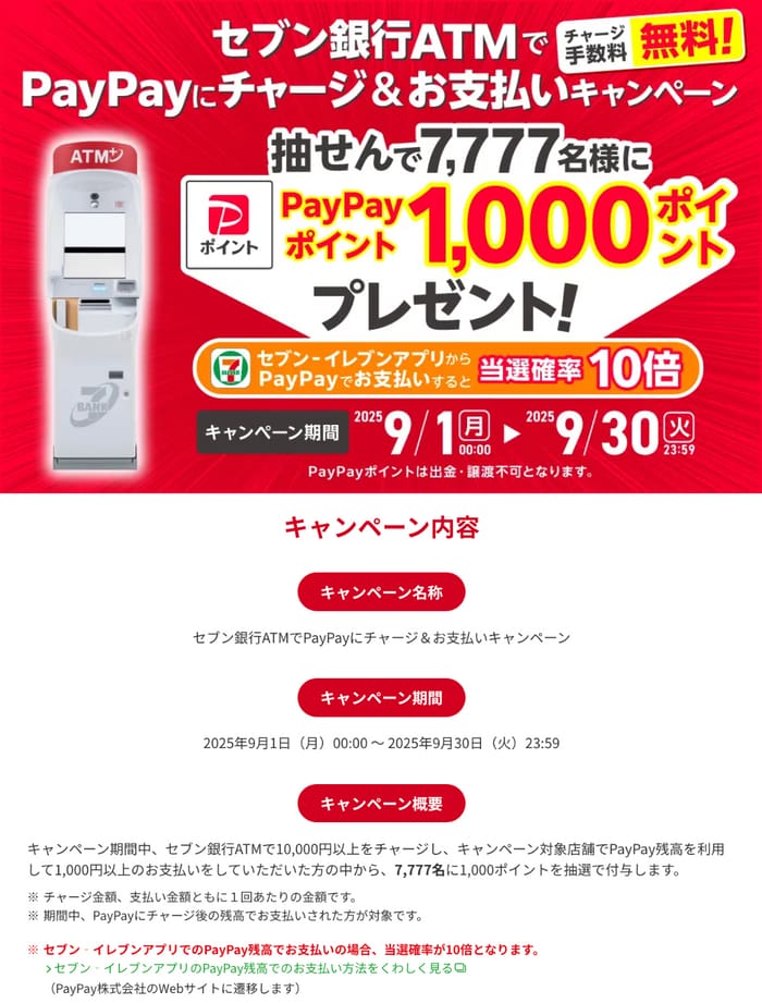 クローズド懸賞　キャンペーン　懸賞情報　懸賞ブログ セブンイレブン　ATM