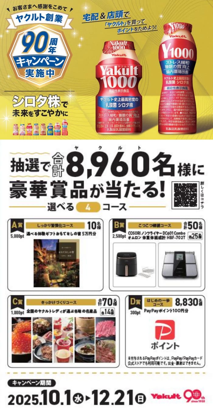 クローズド懸賞　キャンペーン　懸賞情報　懸賞ブログ　ヤクルト