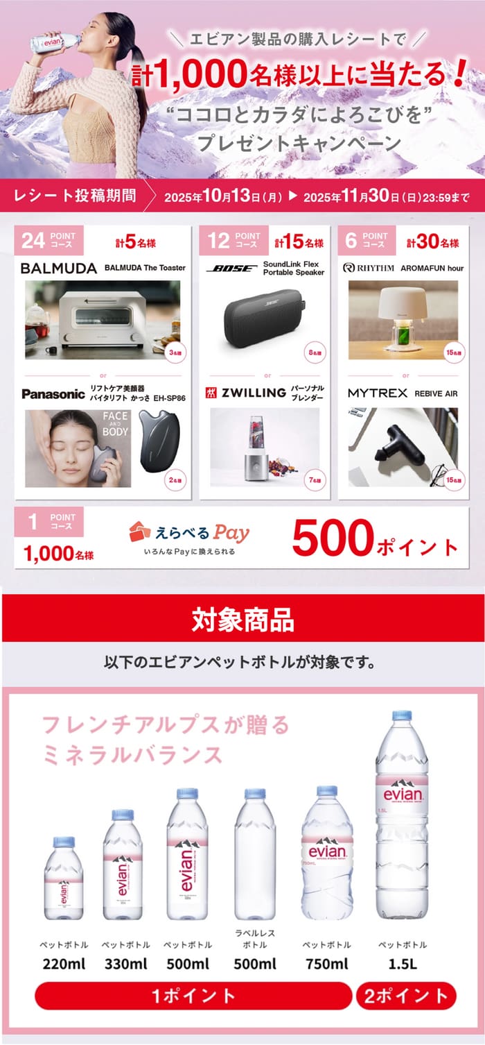 クローズド懸賞　キャンペーン　懸賞情報　懸賞ブログ　エビアン