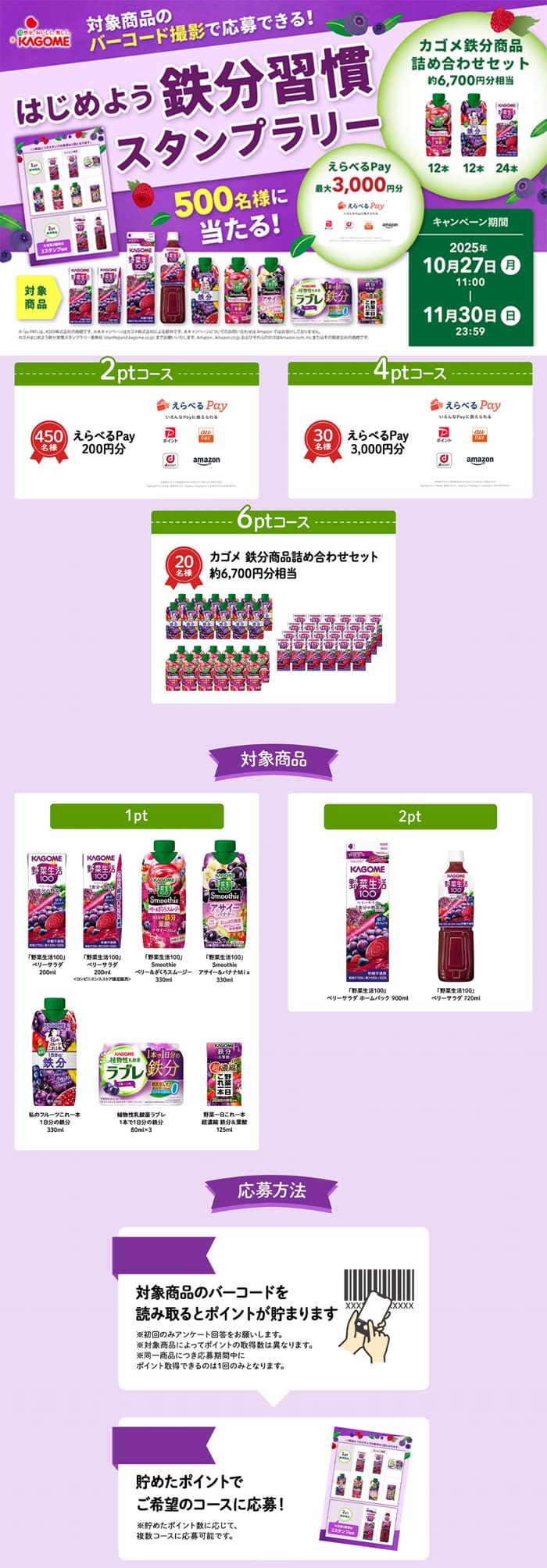 クローズド懸賞　キャンペーン　懸賞情報　懸賞ブログ　カゴメ　鉄分　スタンプラリー