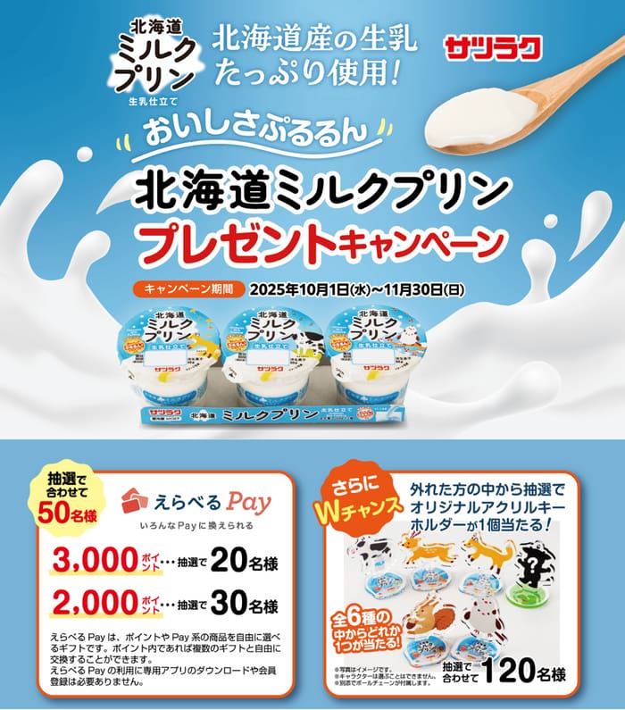 クローズド懸賞　キャンペーン　懸賞情報　懸賞ブログ北海道ミルクプリン