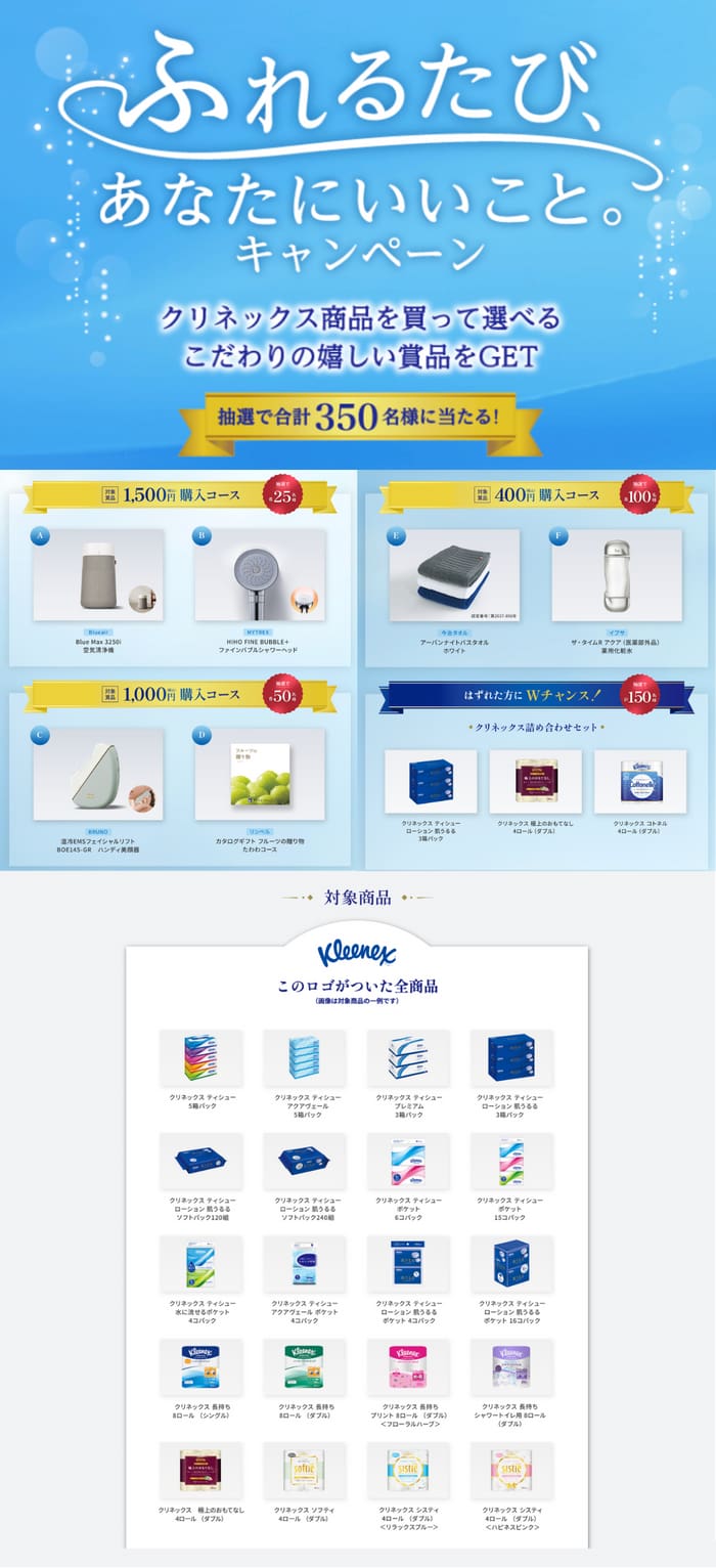 クローズド懸賞　キャンペーン　懸賞情報　懸賞ブログ クリネックス