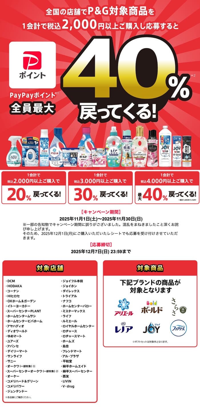 クローズド懸賞　キャンペーン　懸賞情報　懸賞ブログ P＆G