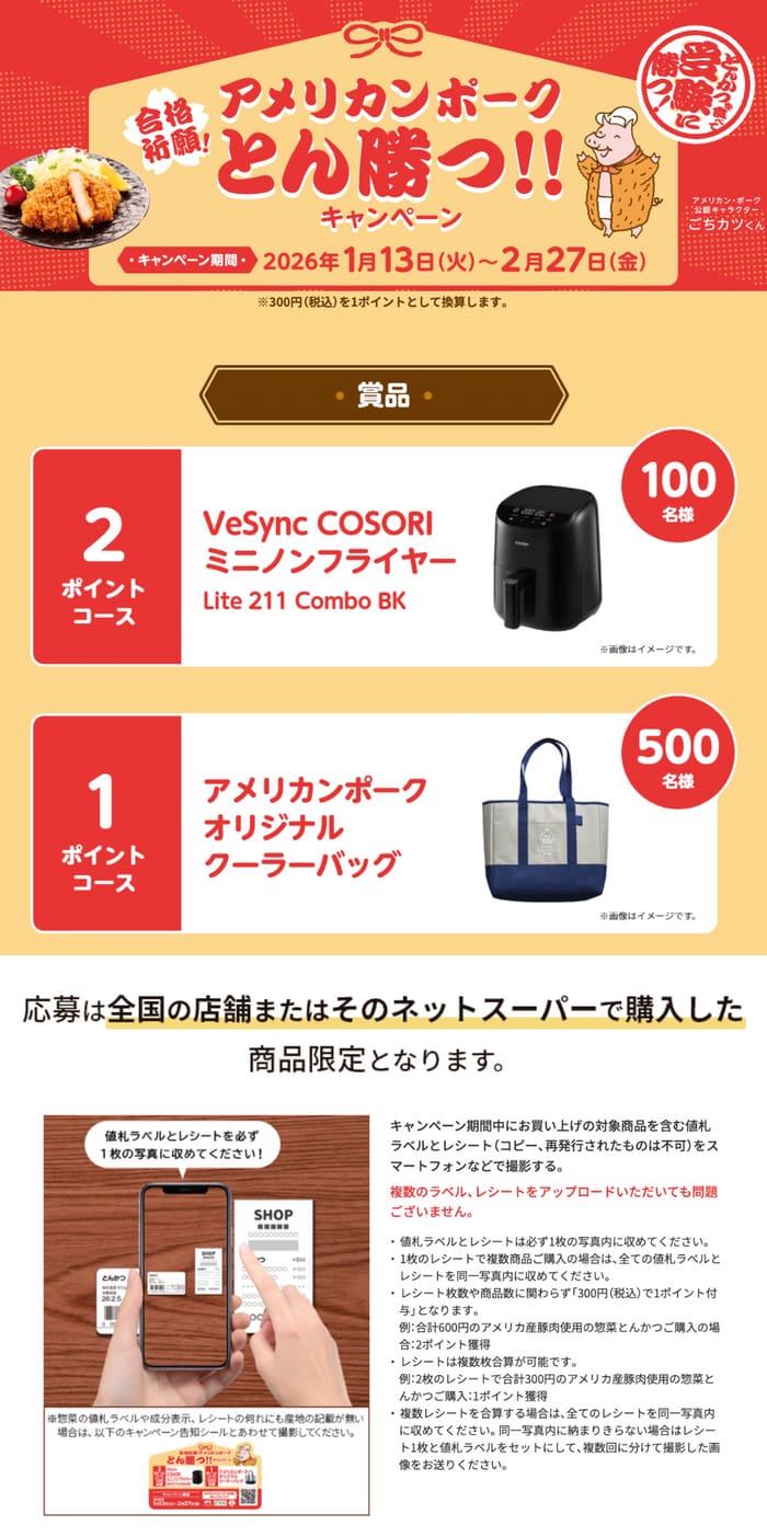 クローズド懸賞 キャンペーン 懸賞情報 懸賞ブログ アメリカンポーク