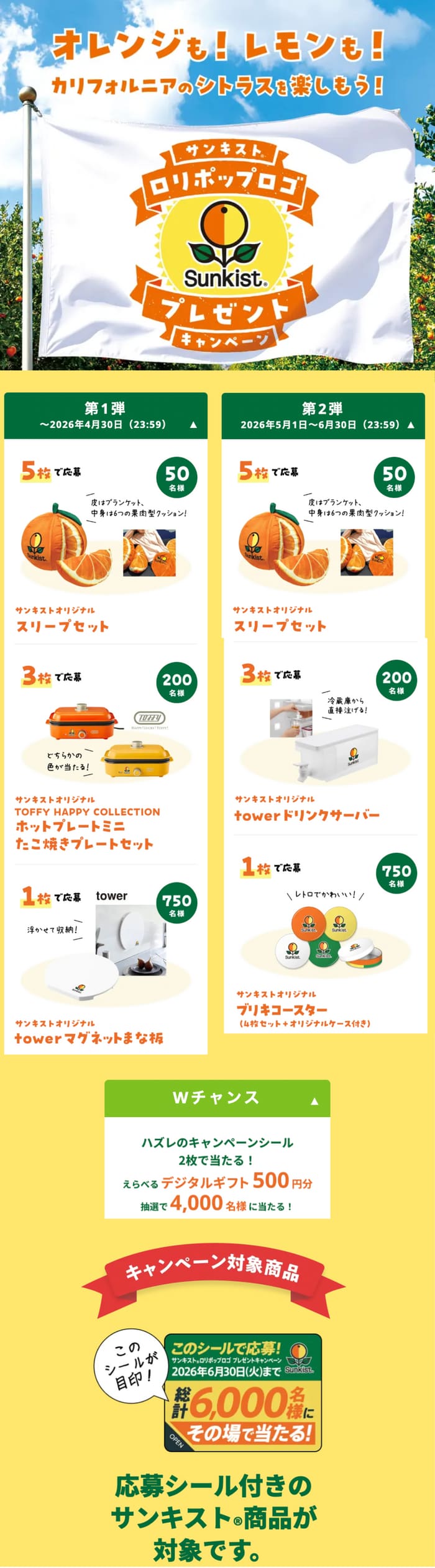 クローズド懸賞 キャンペーン 懸賞情報 懸賞ブログ サンキスト