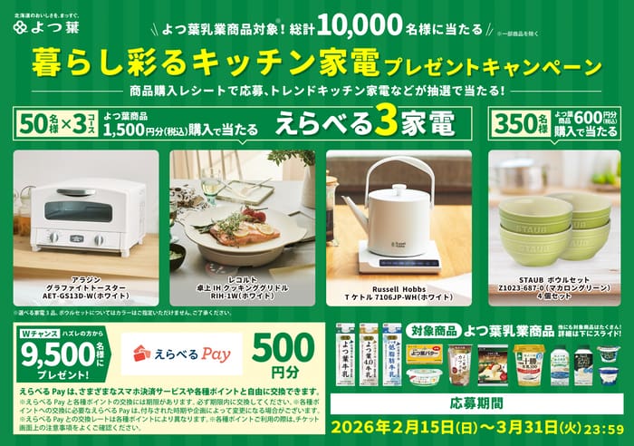 クローズド懸賞 キャンペーン 懸賞情報 懸賞ブログ 四葉乳業