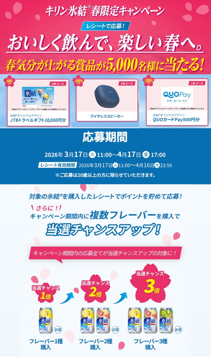 クローズド懸賞 キャンペーン 懸賞情報 懸賞ブログ 氷結