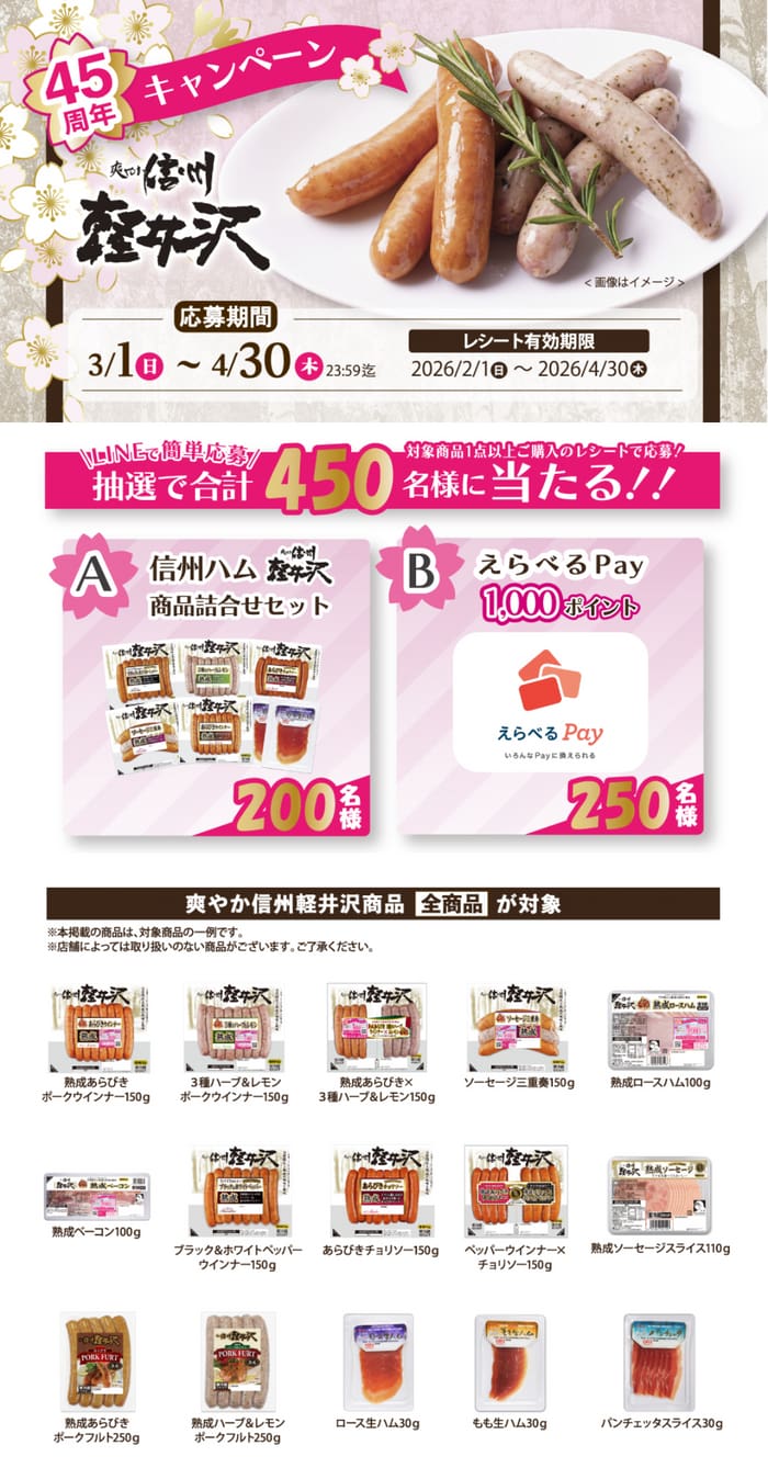 クローズド懸賞 キャンペーン 懸賞情報 懸賞ブログ 信州ハム