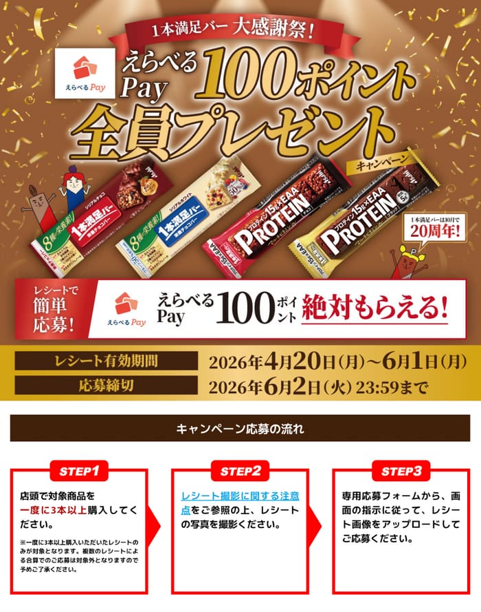 クローズド懸賞 キャンペーン 懸賞情報 懸賞ブログ 1本満足バー