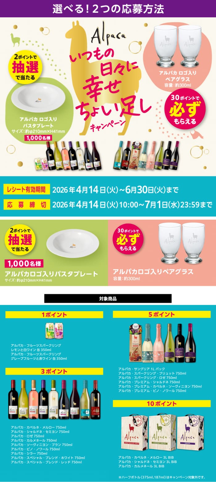 クローズド懸賞 キャンペーン 懸賞情報 懸賞ブログ アルパカ