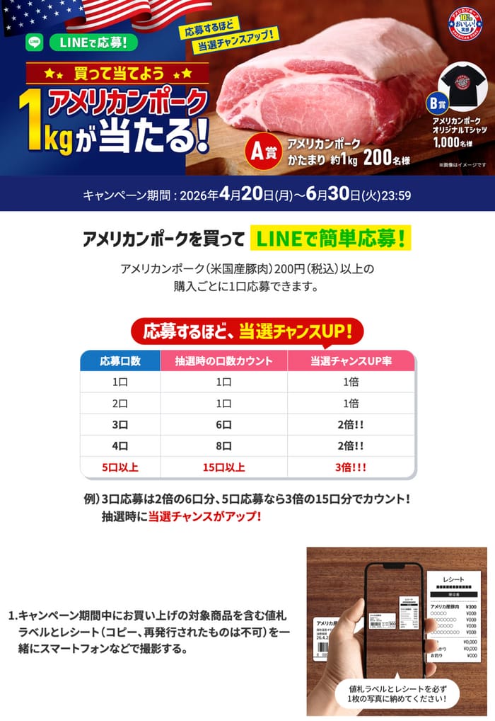 クローズド懸賞 キャンペーン 懸賞情報 懸賞ブログ アメリカンポーク