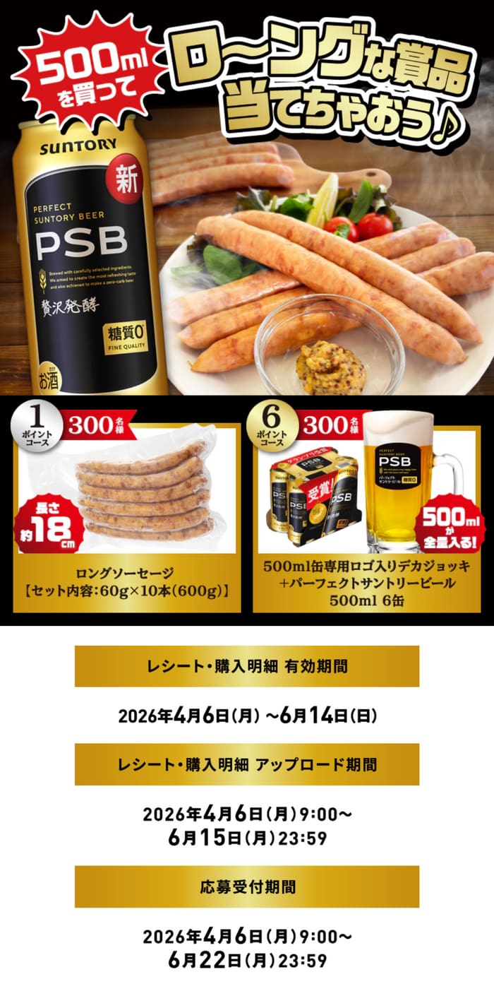 クローズド懸賞 キャンペーン 懸賞情報 懸賞ブログ パーフェクトサントリービール