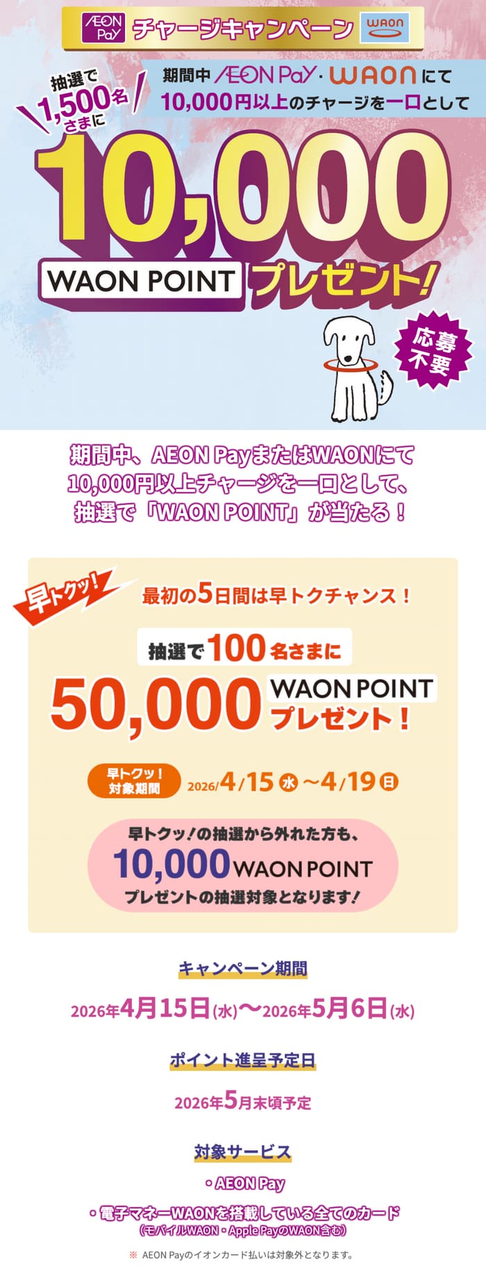 イオン キャンペーン 懸賞 WAONチャージ