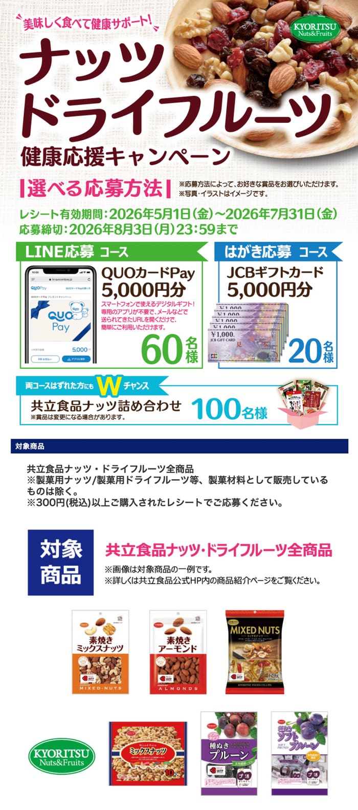 クローズド懸賞 キャンペーン 懸賞情報 懸賞ブログ 共立食品 ナッツ