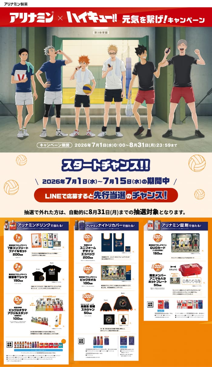 クローズド懸賞 キャンペーン 懸賞情報 懸賞ブログ アリナミン ハイキュー