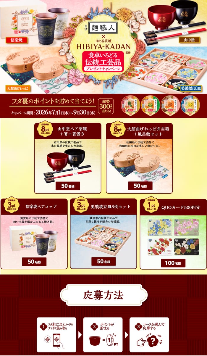 クローズド懸賞 キャンペーン 懸賞情報 懸賞ブログ 麺職人