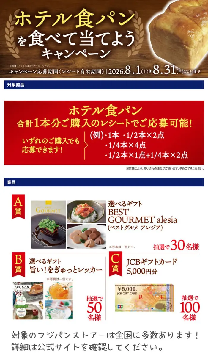 クローズド懸賞 キャンペーン 懸賞情報 懸賞ブログ フジパンストアー