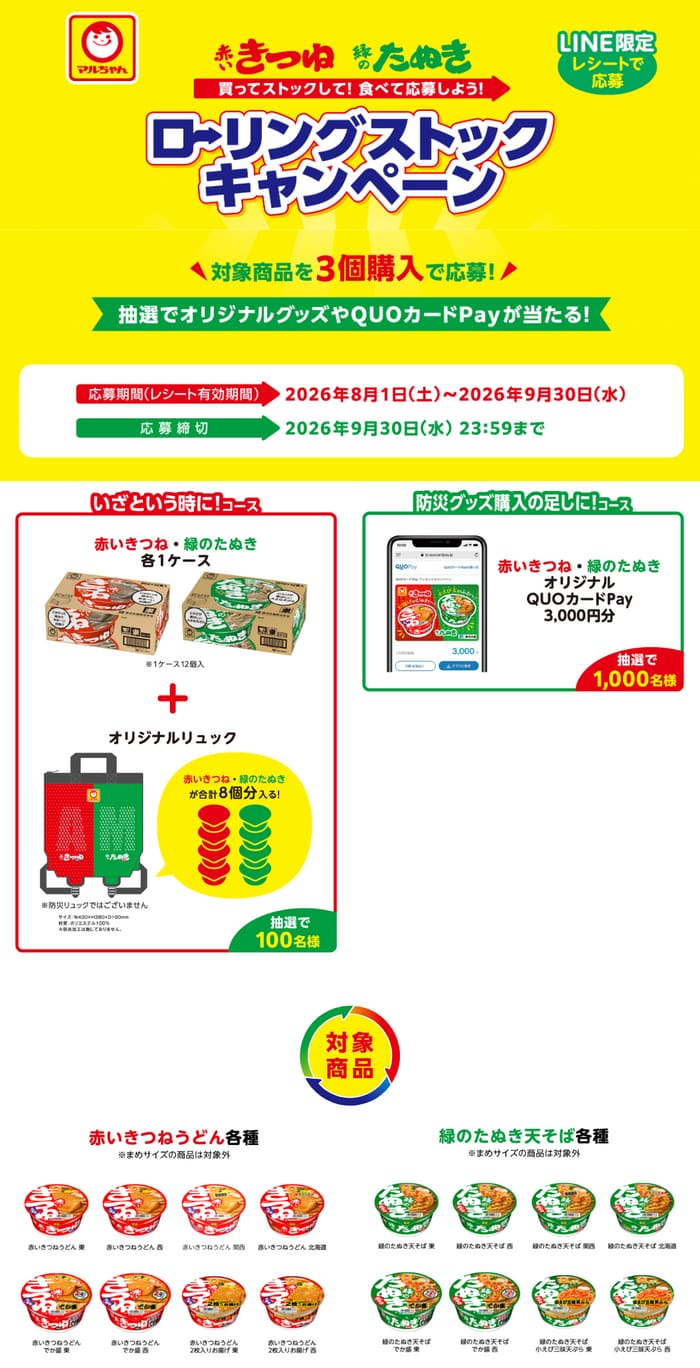 クローズド懸賞 キャンペーン 懸賞情報 懸賞ブログ マルちゃん 赤いきつね 緑のたぬき