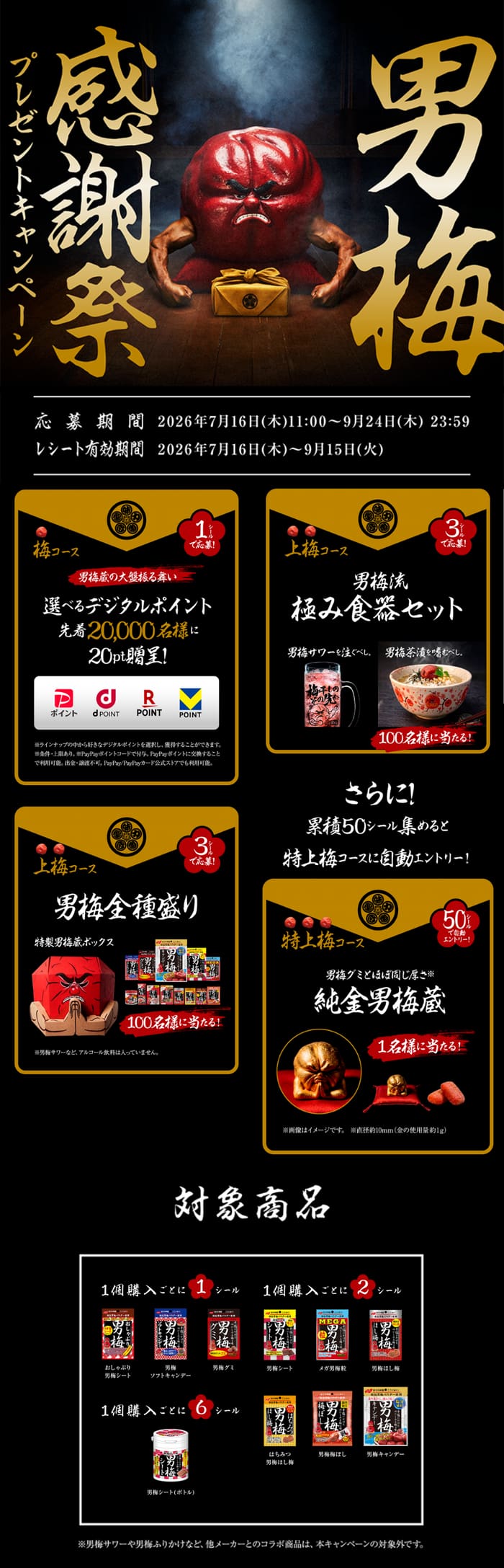 クローズド懸賞 キャンペーン 懸賞情報 懸賞ブログ 男梅