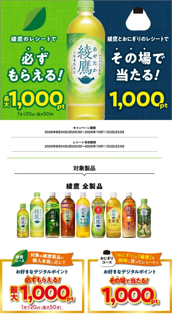 クローズド懸賞 キャンペーン 懸賞情報 懸賞ブログ 綾鷹