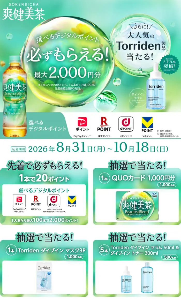 クローズド懸賞 キャンペーン 懸賞情報 懸賞ブログ 爽健美茶