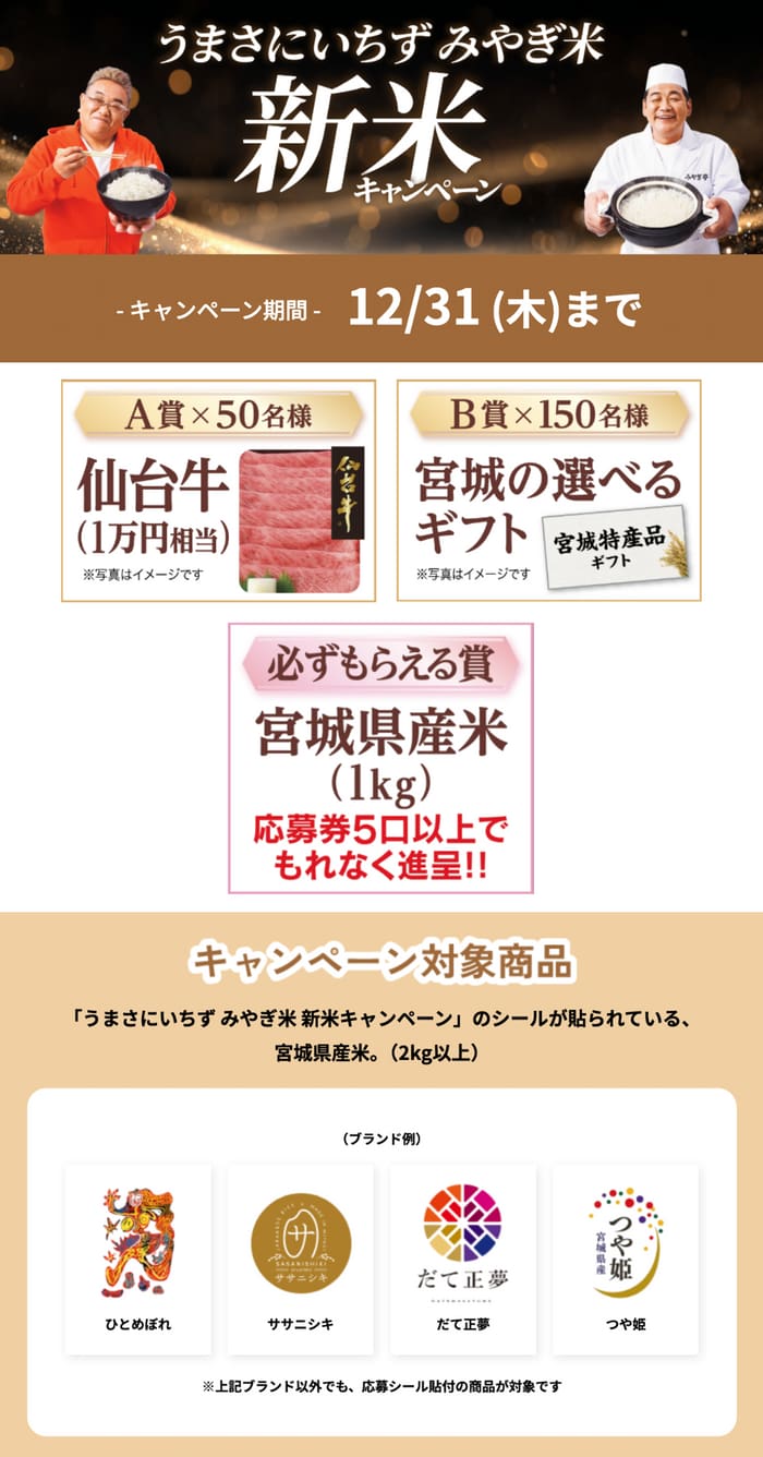 クローズド懸賞 キャンペーン 懸賞情報 懸賞ブログ みやぎ米